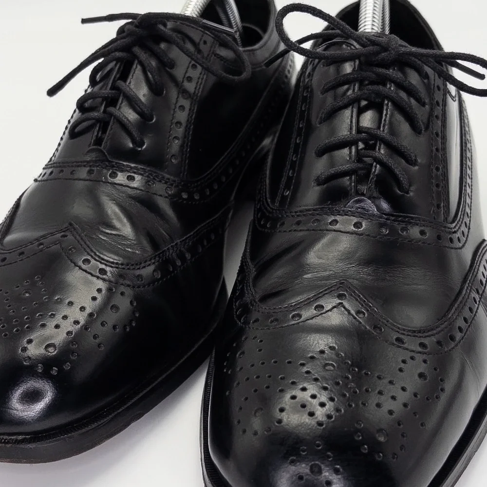 Nunn Bush Men's 10.5M Black Leather Wingtip Oxford Dress Shoes Brogue